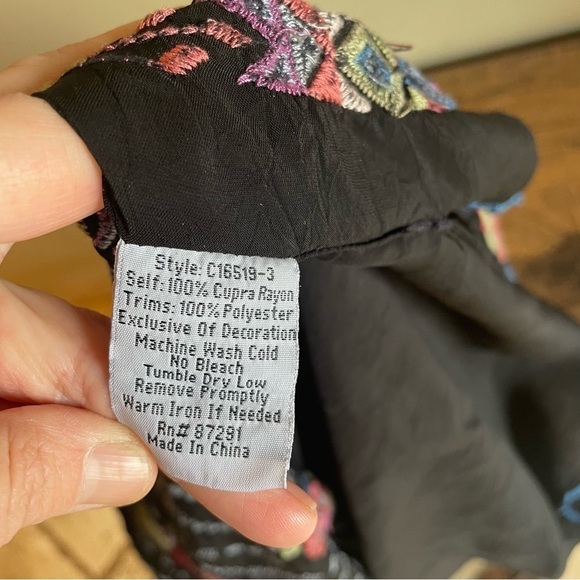 Johnny Was Embroidered Georgette Poncho with Side Slits - Picture 11 of 11